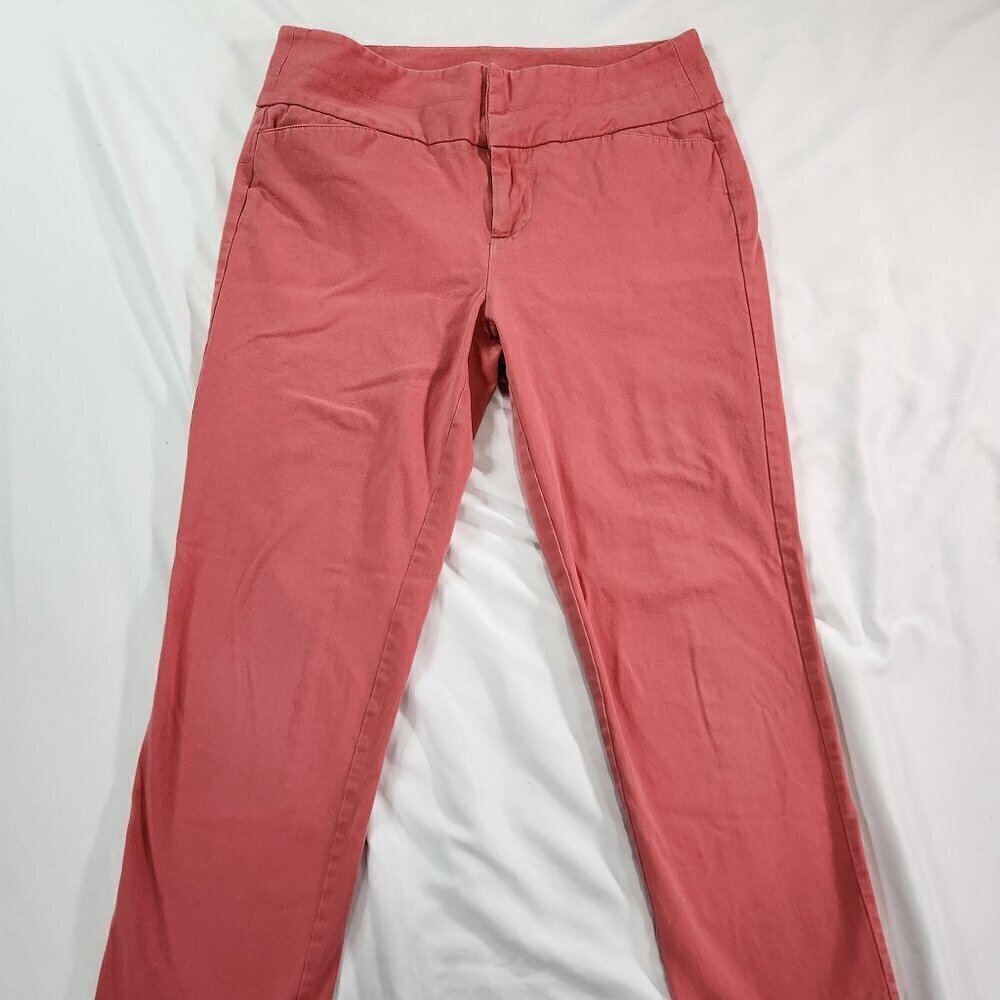 ELLE Crop Pants Womens 6 Coral Pink Mid Rise Skinny back leg seams